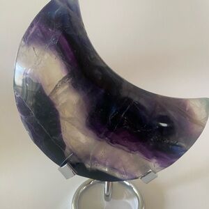 Rainbow Fluorite Moon with Stand